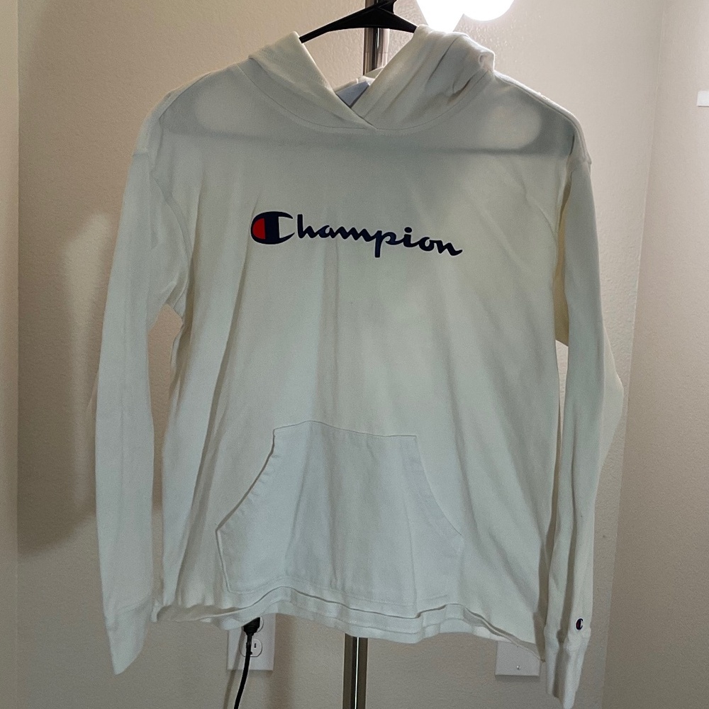 Lightweight White Champion Hoodie. Size Small.